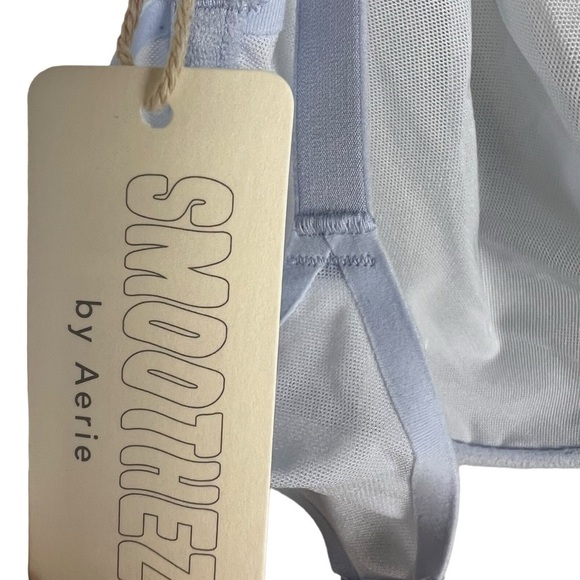 Aerie SMOOTHEZ Unlined Mesh Balconette Bra Eyelet Blue - Picture 6 of 9